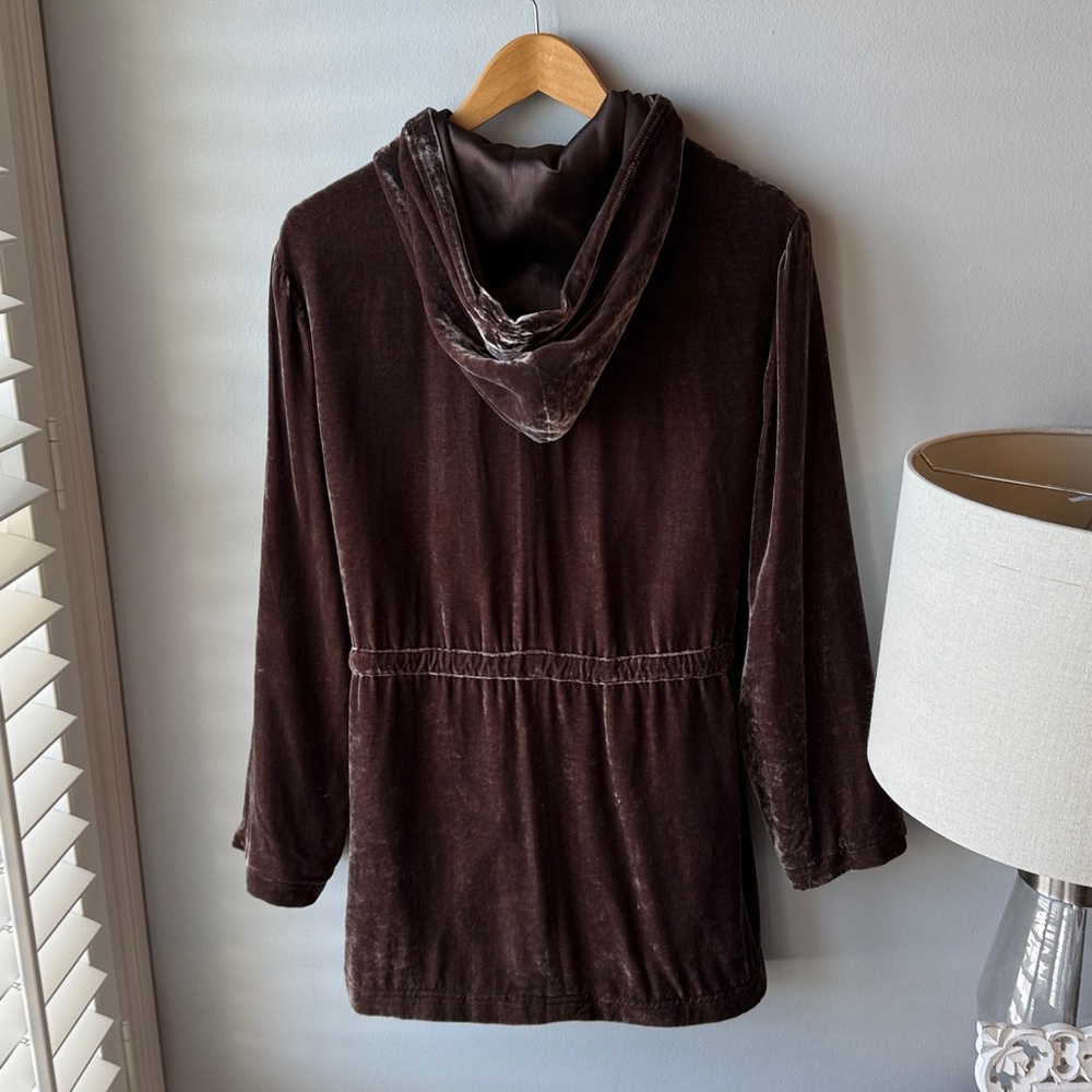 J. Jill Brown Velvet Silk Blend Snap Jacket - Picture 5 of 7